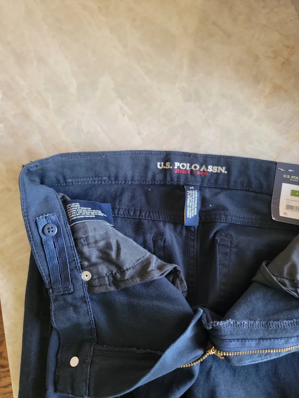 U.S. Polo Assn. Boys' Stretch Twill 5-Pocket Straight Fit Pants. Sz 16